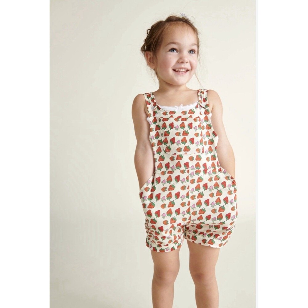 question everything Girls Dungarees-melody Romper  4-5 Years Strawberries Cute